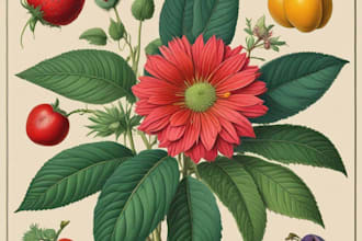 create a beautiful vintage botanical illustration poster