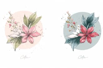design custom boho, botanical, hand drawn feminine logo