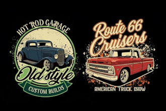 make custom vintage racing car logo with t shirt design