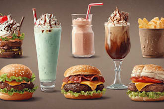 create realistic food and drink illustrations for menus, books, and packaging