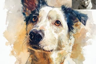 draw a rainbow watercolor portrait of your pet