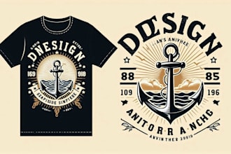 design a vintage anchor logo with t shirt design