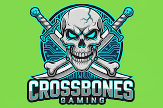 design awesome style crossbones mascot logo with express delivery