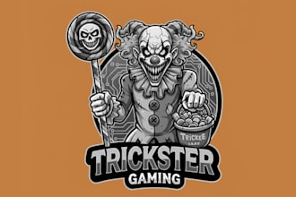 create  modern style for halloween tal outdoor candy clown mascot logo design