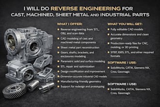 do reverse engineering for cast, machined, sheet metal and industrial parts