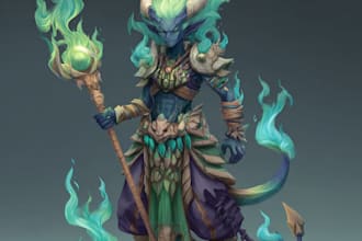 design an fantasy character item and monster