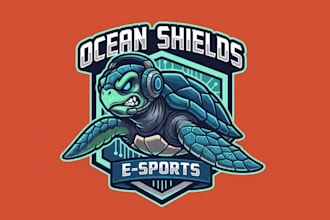 create awesome style sea turtle mascot e sport logo in very short time