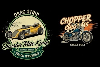 design custom vintage racing car logo with t shirt design