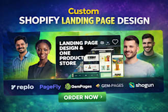 design shopify landing page with replo, shogun, zipify