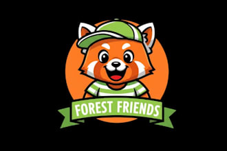 draw cartoon character with an orange background and a green hat mascot logo
