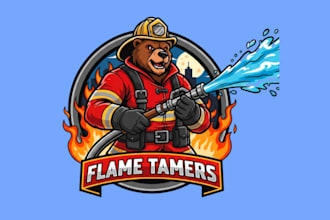 make new style for fire fighter mascot logo design service