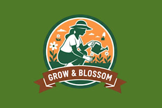 design silhouette of a woman gardening mascot logo design service