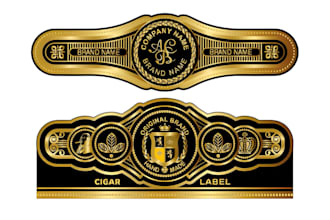 do premium cigar band, cigar ring, cigar box and cigar label logo design