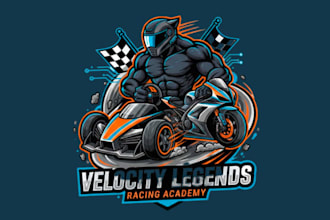 make modern race, car race, bike race, mascot logo design