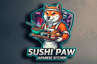 design modern style japanese food dog mascot logo