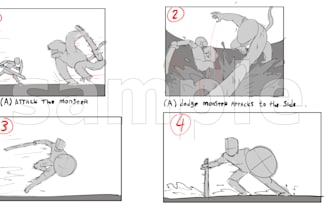 storyboard sketches for animation animatics and comics