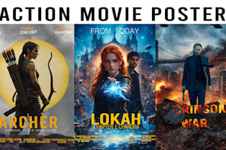 professional hollywood style action movie posters