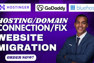 fix, connect, transfer domain, migrate website of hostinger bluehost godaddy