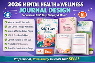 design 2026 mental health,wellness,selfcare journal,workbook,planner forkdp etsy