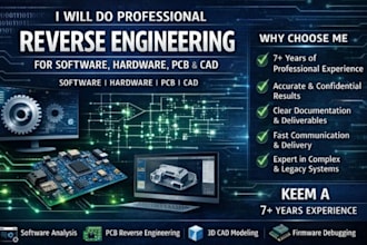 do reverse engineering for software, hardware, pcb and cad