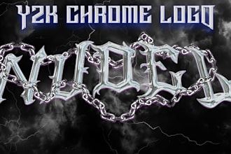 create a futuristic y2k chrome logo with bold aesthetic
