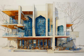 create a custom architectural watercolor