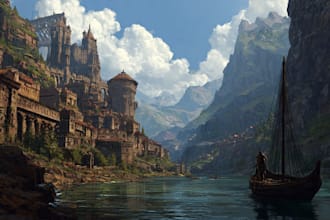 design detailed fantasy landscapes and environments