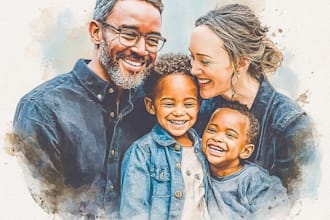 create a watercolor family portrait