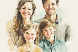 create a watercolor family portrait