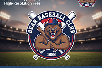 do bear baseball logo design 1 day