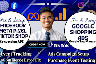 fix tiktok shop tracking pixel google shopping facebook shop meta ads setup