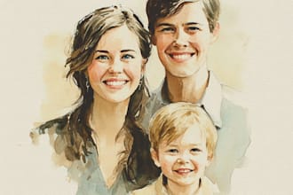create a watercolor family portrait