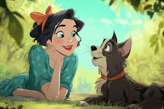 draw your dog and cat into disney style cartoon