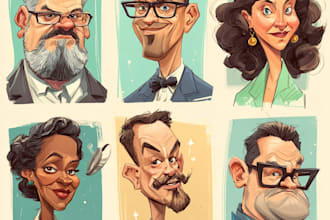 draw halfbody full color caricature in 24 hours