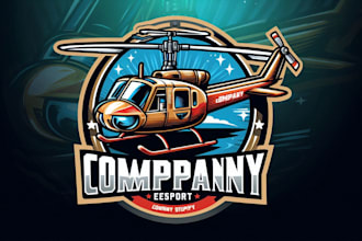design vintage helicopter esport mascot logo t shirt design