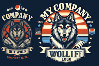 design vintage wolf mascot logo t shirt design