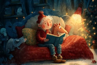 chrismas children book illustration holiday kids