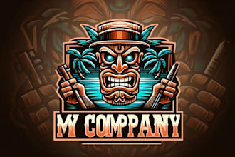 design vintage tiki mask mascot logo t shirt design
