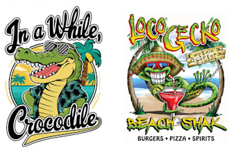 design high quality alligator mascot logo with t shirt design