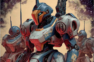 do a mecha robot or sci fi illustrations