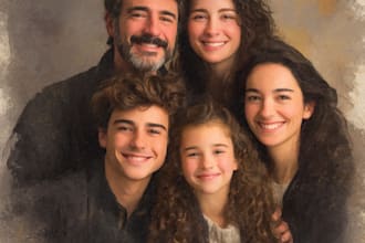 paint a family or couple portrait, handdrawn