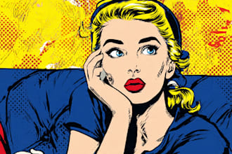 draw a retro pop art roy lichtenstein style