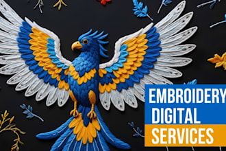 embroidery digitizing with logo to dst, pes, emb, vp3