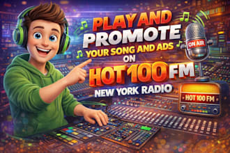 play and promote your song and ads on hot 100 fm new york  radio