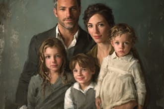 draw a personalized family portrait with artistic style