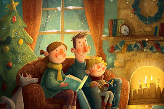 chrismas children book illustration holiday kids story