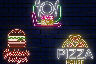 do 3 custom neon logo in 1 hour