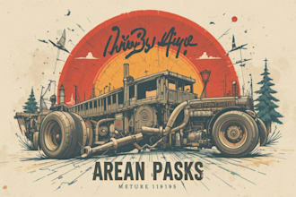 make retro vintage t shirt design and illustration