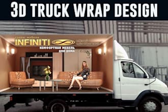 design 3d food truck wrap, food trailer, and truck wrap design