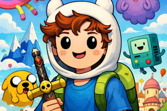 draw unique adventure time cartoon portrait